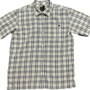 O'Neill White and Blue Checkered Short Sleeved Button Down Shirt Men’s Size L